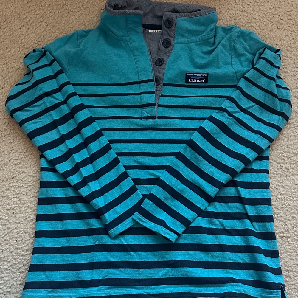 L.L. Bean Women’s Teal and Navy Striped Pullover